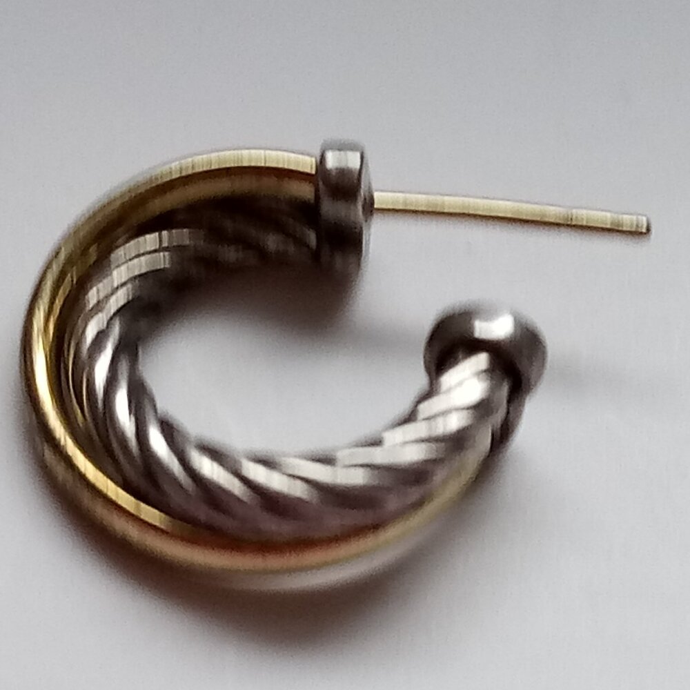 single earring David Yurman 750  Gold & Sterling Silver Crossover Cable Earring